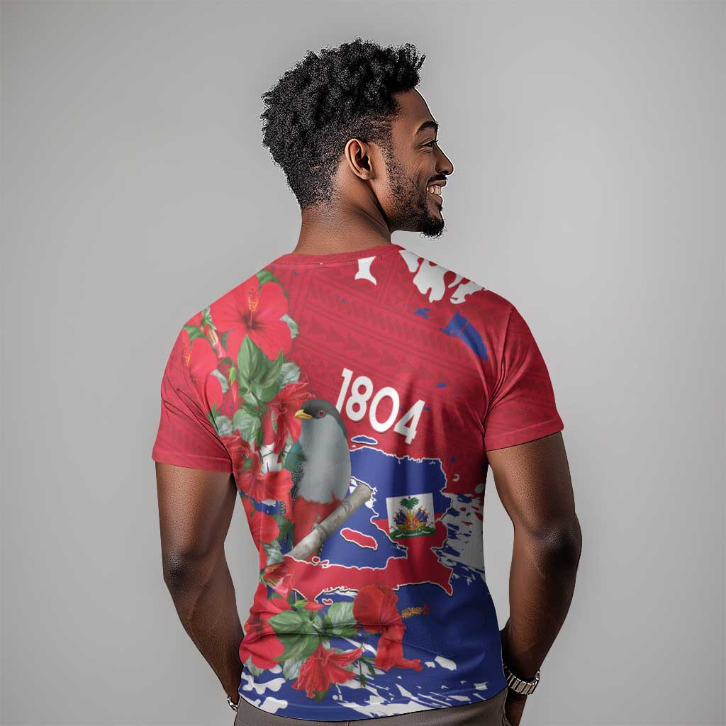 Afro Haiti Independence Day T shirt 1804 Proud Ayiti Map Hispaniolan Trogon LT14