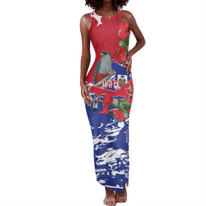 Afro Haiti Independence Day Tank Maxi Dress 1804 Proud Ayiti Map Hispaniolan Trogon - African Pride