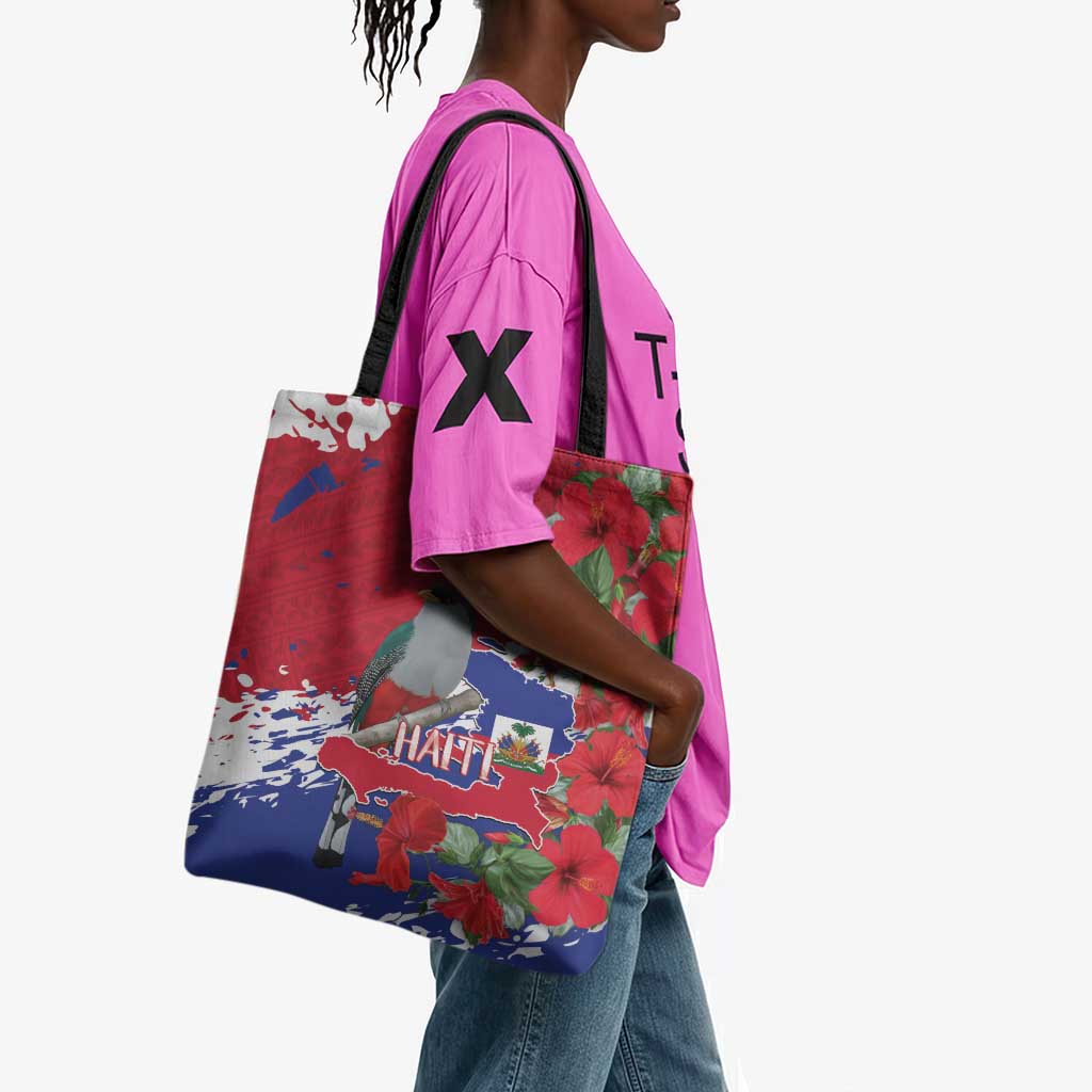 Haiti Independence Day Tote Bag 1804 Proud Ayiti Map Hispaniolan Trogon