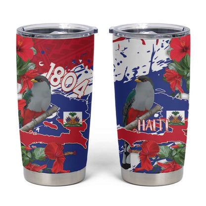 Afro Haiti Independence Day Tumbler Cup 1804 Proud Ayiti Map Hispaniolan Trogon - African Pride