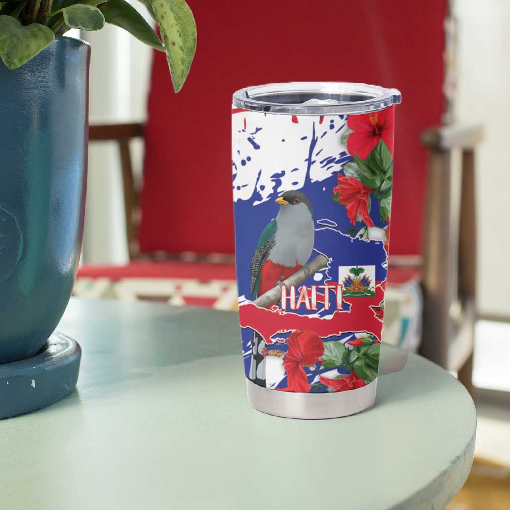 Afro Haiti Independence Day Tumbler Cup 1804 Proud Ayiti Map Hispaniolan Trogon - African Pride