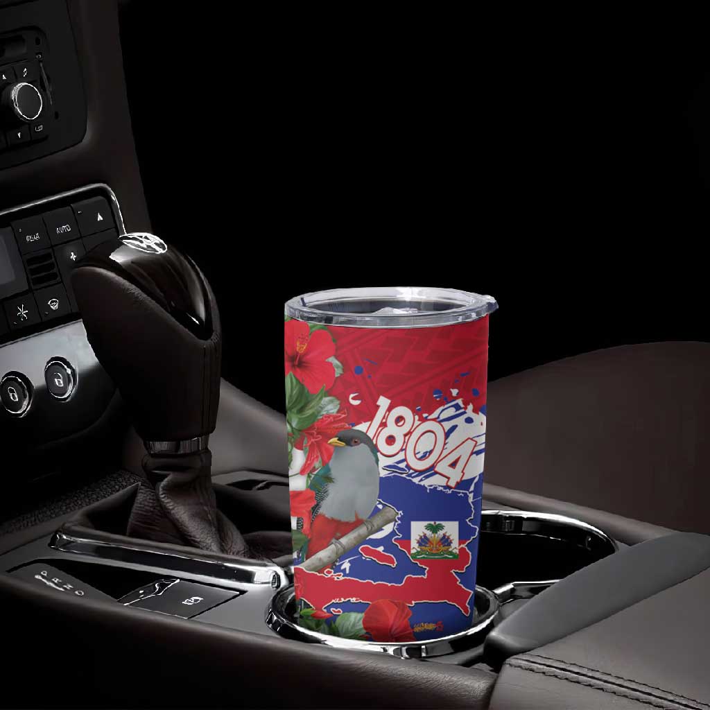 Afro Haiti Independence Day Tumbler Cup 1804 Proud Ayiti Map Hispaniolan Trogon - African Pride