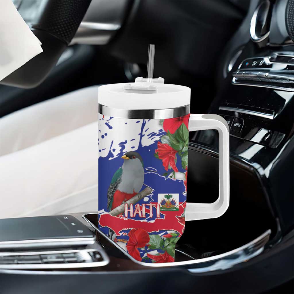 Afro Haiti Independence Day Tumbler With Handle 1804 Proud Ayiti Map Hispaniolan Trogon - African Pride
