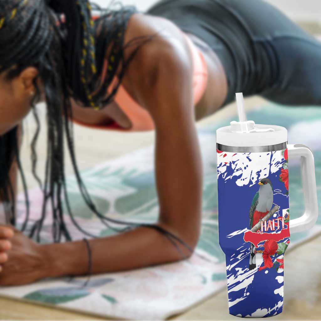Afro Haiti Independence Day Tumbler With Handle 1804 Proud Ayiti Map Hispaniolan Trogon - African Pride