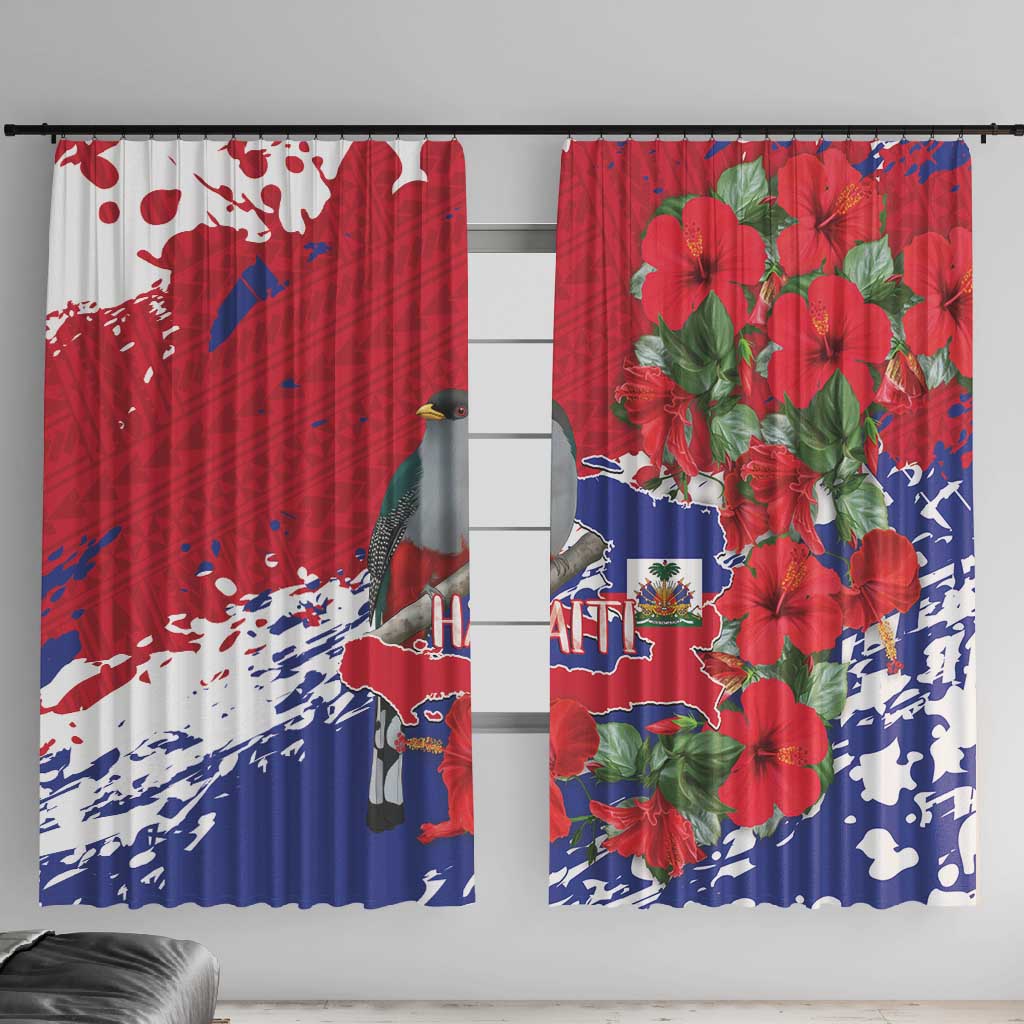 Afro Haiti Independence Day Window Curtain 1804 Proud Ayiti Map Hispaniolan Trogon - African Pride
