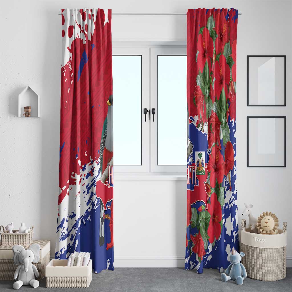 Afro Haiti Independence Day Window Curtain 1804 Proud Ayiti Map Hispaniolan Trogon - African Pride