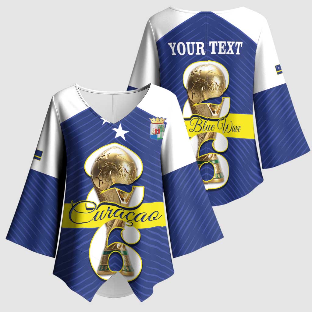 Personalized Curacao Football Kimono Sleeve Blouse 2026 The Blue Wave is Rising