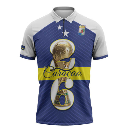 Personalized Curacao Football Zipper Polo Shirt 2026 The Blue Wave is Rising