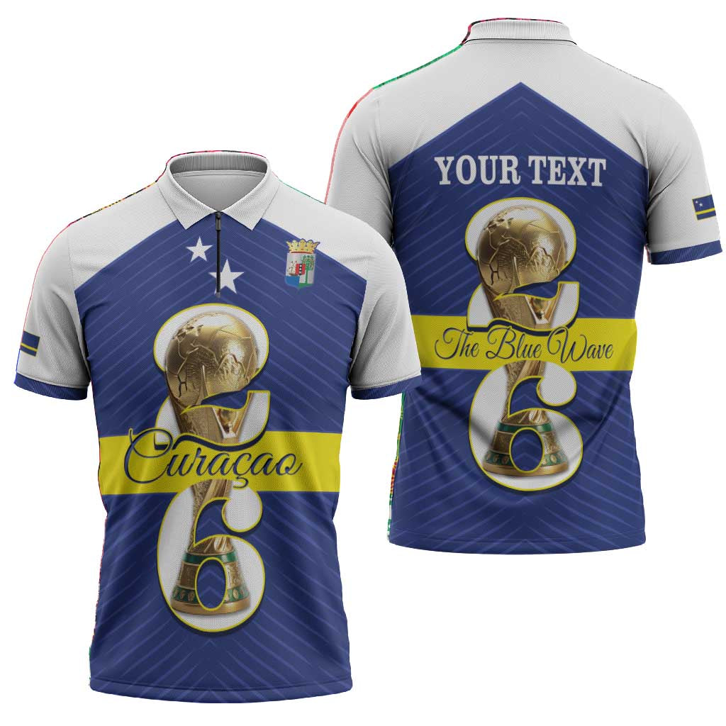 Personalized Curacao Football Zipper Polo Shirt 2026 The Blue Wave is Rising
