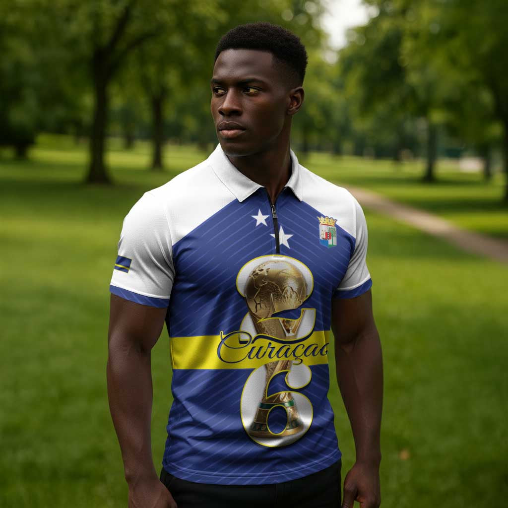 Personalized Curacao Football Zipper Polo Shirt 2026 The Blue Wave is Rising