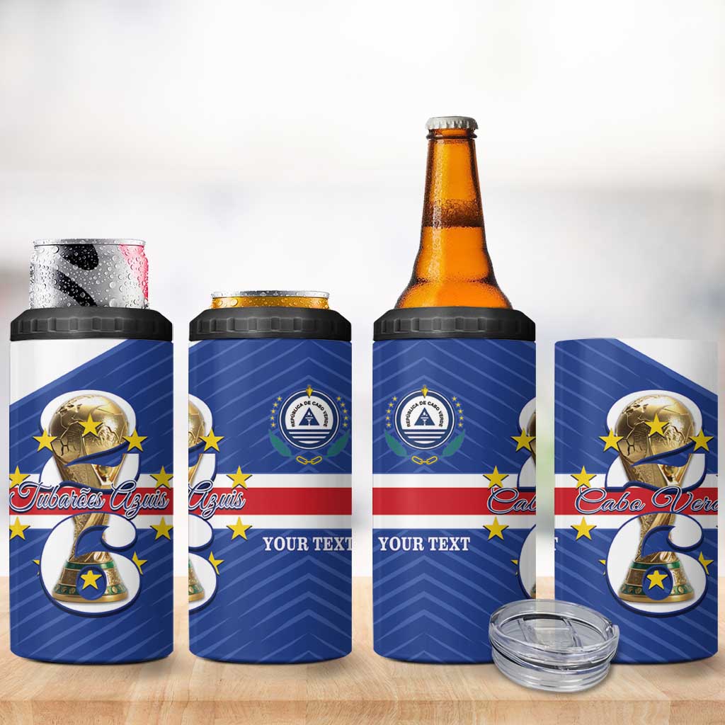 Personalized Afro Cape Verde Football 4 in 1 Can Cooler Tumbler 2026 Tubaroes Azuis First-ever World Cup - African Pride