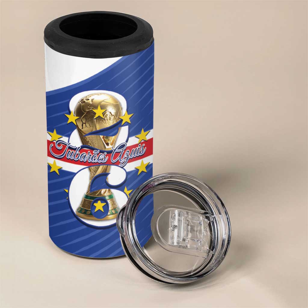 Personalized Afro Cape Verde Football 4 in 1 Can Cooler Tumbler 2026 Tubaroes Azuis First-ever World Cup - African Pride