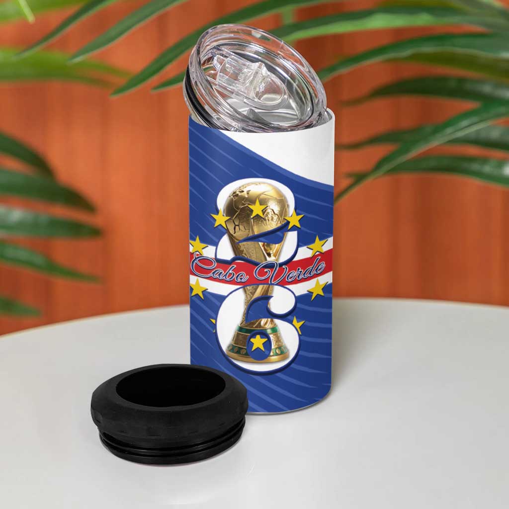 Personalized Afro Cape Verde Football 4 in 1 Can Cooler Tumbler 2026 Tubaroes Azuis First-ever World Cup - African Pride