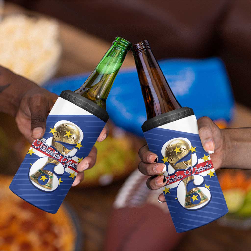 Personalized Afro Cape Verde Football 4 in 1 Can Cooler Tumbler 2026 Tubaroes Azuis First-ever World Cup - African Pride