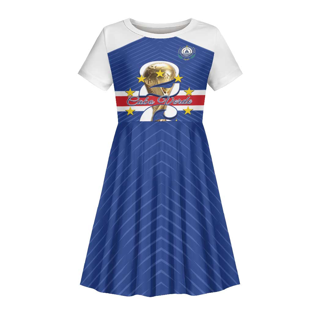 Personalized Afro Cape Verde Football Kid Short Sleeve Dress 2026 Tubaroes Azuis First-ever World Cup - African Pride