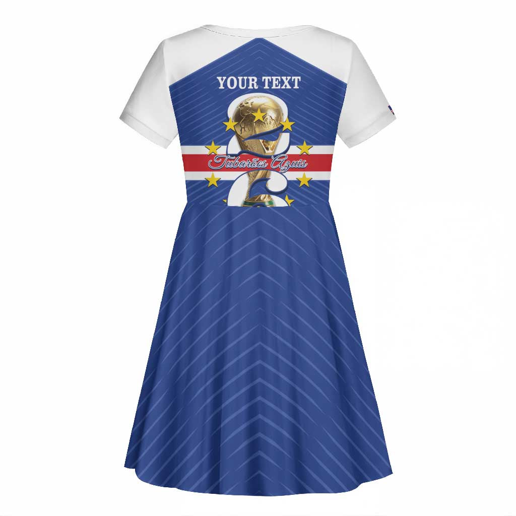 Personalized Afro Cape Verde Football Kid Short Sleeve Dress 2026 Tubaroes Azuis First-ever World Cup - African Pride