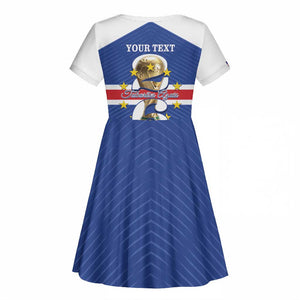 Personalized Afro Cape Verde Football Kid Short Sleeve Dress 2026 Tubaroes Azuis First-ever World Cup - African Pride