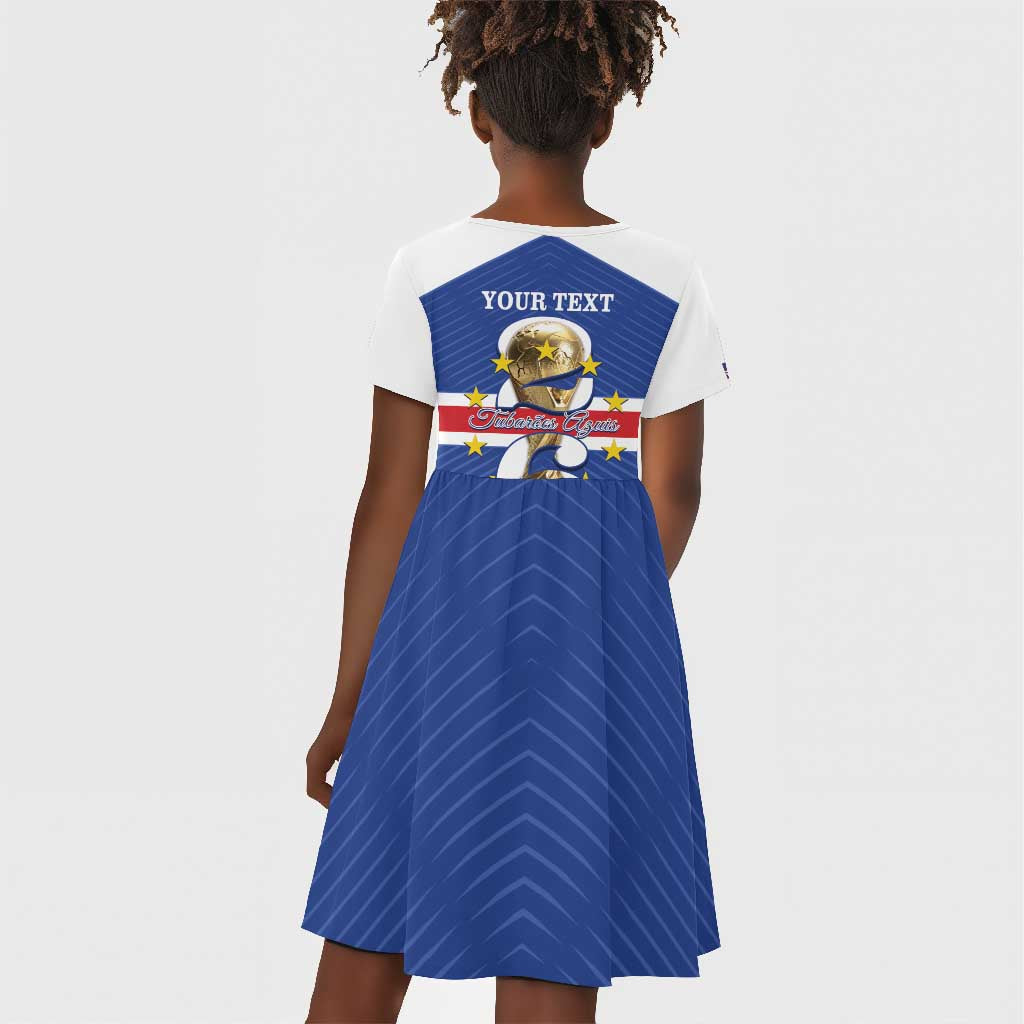 Personalized Afro Cape Verde Football Kid Short Sleeve Dress 2026 Tubaroes Azuis First-ever World Cup - African Pride