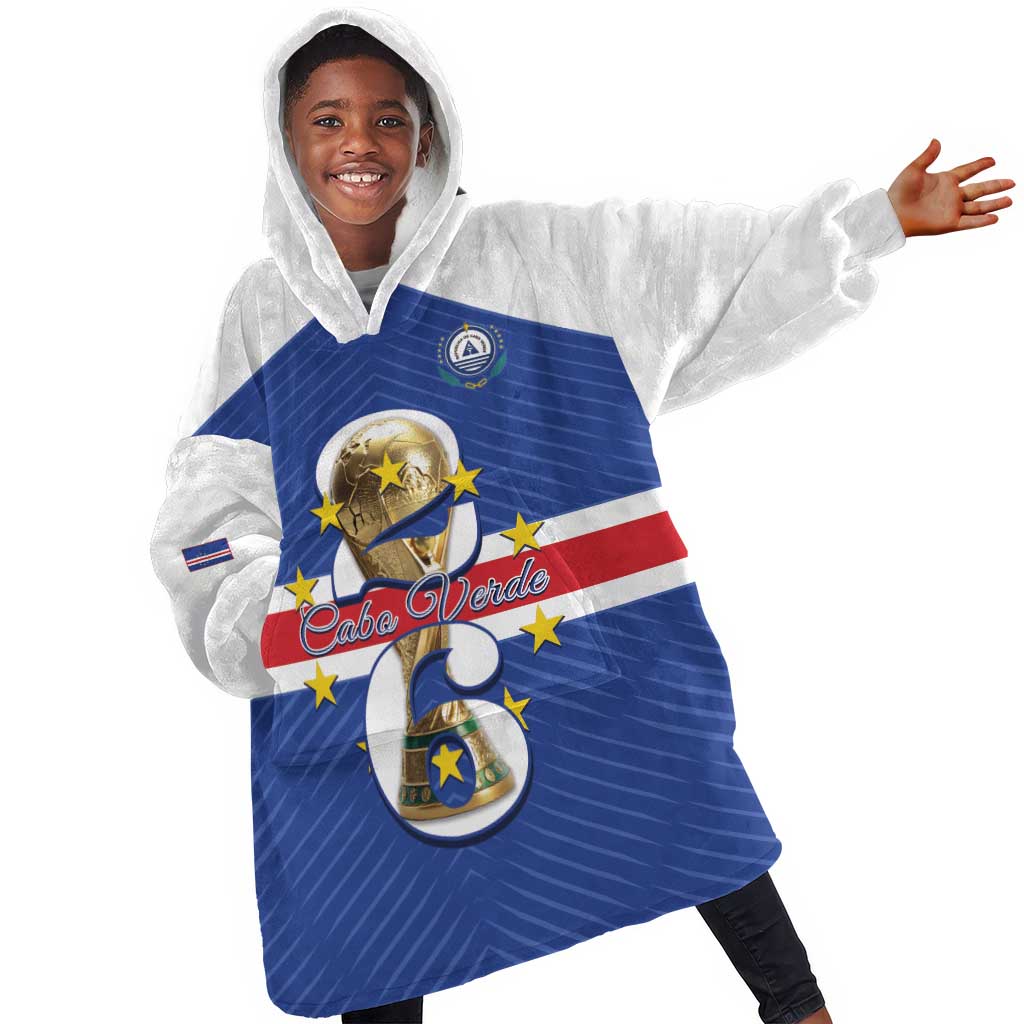 Personalized Afro Cape Verde Football Kid Wearable Blanket Hoodie 2026 Tubaroes Azuis First-ever World Cup - African Pride