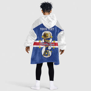 Personalized Afro Cape Verde Football Kid Wearable Blanket Hoodie 2026 Tubaroes Azuis First-ever World Cup - African Pride