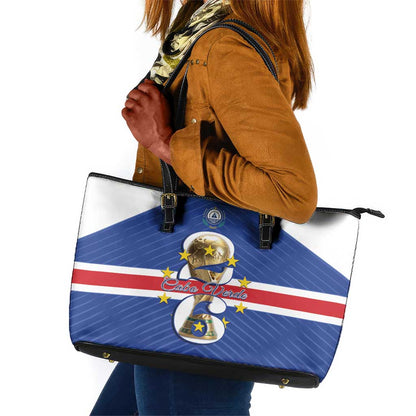 Afro Cape Verde Football Leather Tote Bag 2026 Tubaroes Azuis First-ever World Cup - African Pride