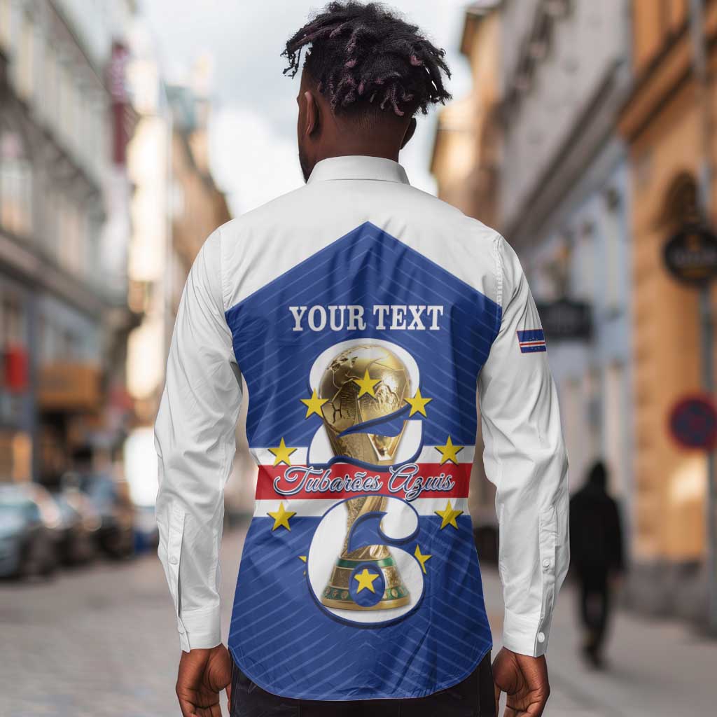 Personalized Afro Cape Verde Football Long Sleeve Button Shirt 2026 Tubaroes Azuis First-ever World Cup - African Pride
