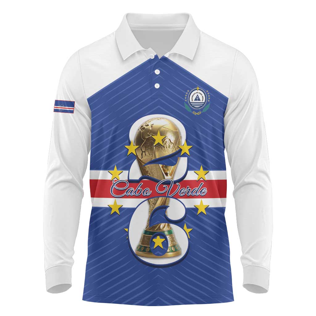 Personalized Afro Cape Verde Football Long Sleeve Polo Shirt 2026 Tubaroes Azuis First-ever World Cup - African Pride