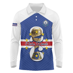 Personalized Afro Cape Verde Football Long Sleeve Polo Shirt 2026 Tubaroes Azuis First-ever World Cup - African Pride