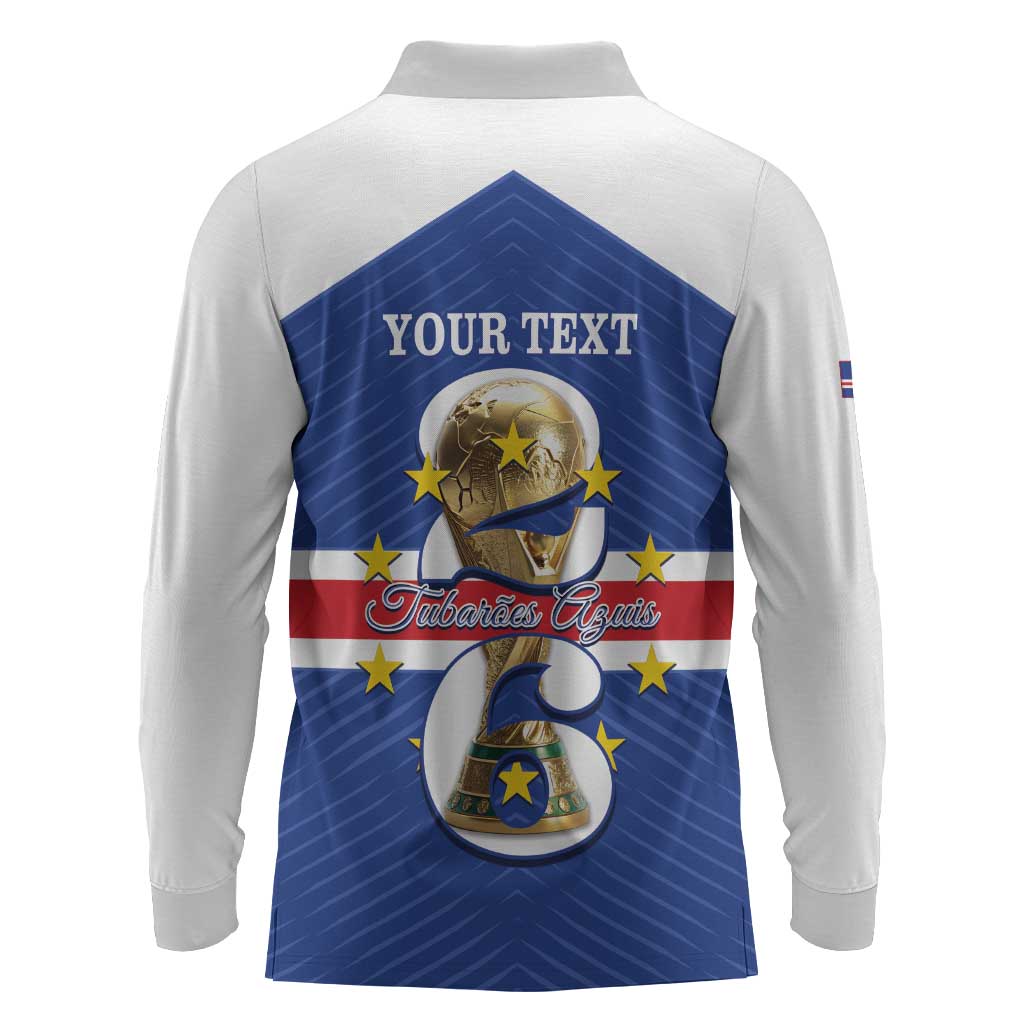 Personalized Afro Cape Verde Football Long Sleeve Polo Shirt 2026 Tubaroes Azuis First-ever World Cup - African Pride