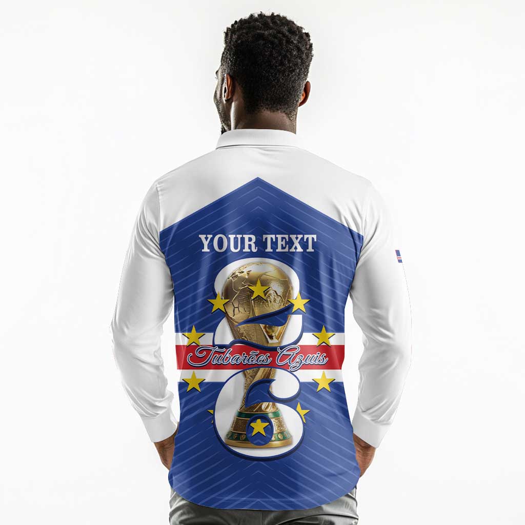Personalized Afro Cape Verde Football Long Sleeve Polo Shirt 2026 Tubaroes Azuis First-ever World Cup - African Pride