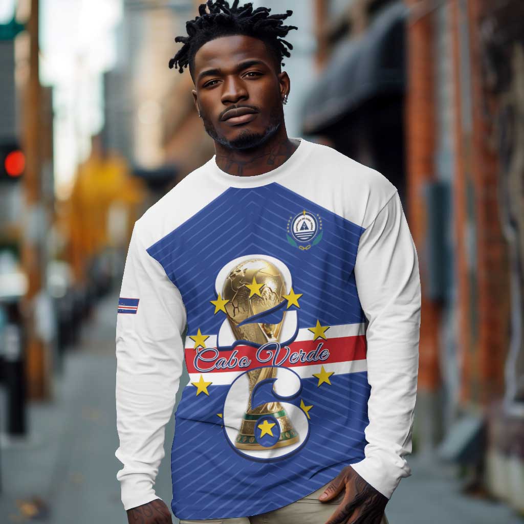 Personalized Afro Cape Verde Football Long Sleeve Shirt 2026 Tubaroes Azuis First-ever World Cup - African Pride