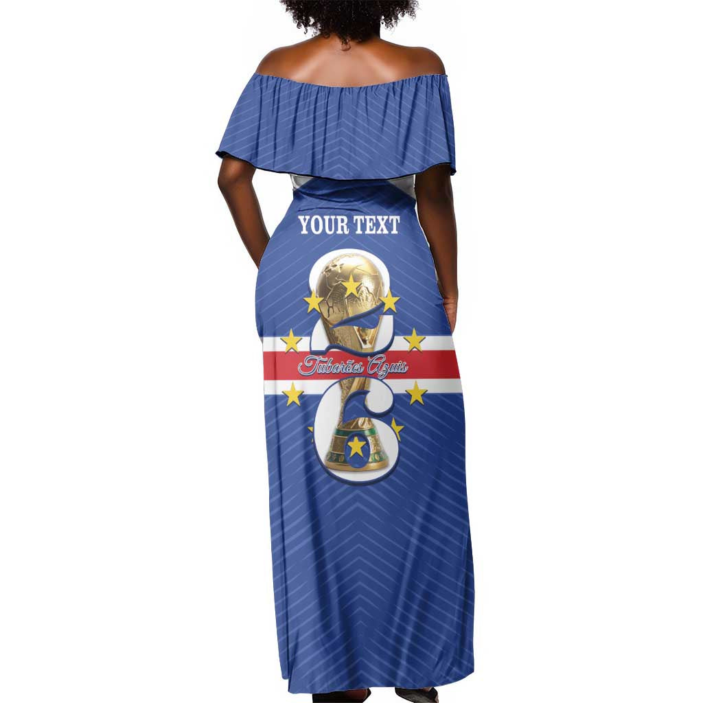 Personalized Afro Cape Verde Football Off Shoulder Maxi Dress 2026 Tubaroes Azuis First-ever World Cup - African Pride