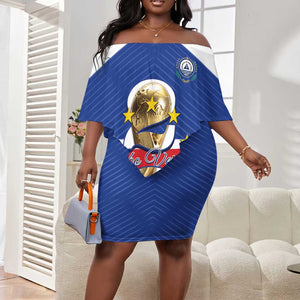 Personalized Afro Cape Verde Football Off Shoulder Short Dress 2026 Tubaroes Azuis First-ever World Cup - African Pride