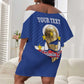 Personalized Afro Cape Verde Football Off Shoulder Short Dress 2026 Tubaroes Azuis First-ever World Cup - African Pride