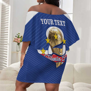 Personalized Afro Cape Verde Football Off Shoulder Short Dress 2026 Tubaroes Azuis First-ever World Cup - African Pride