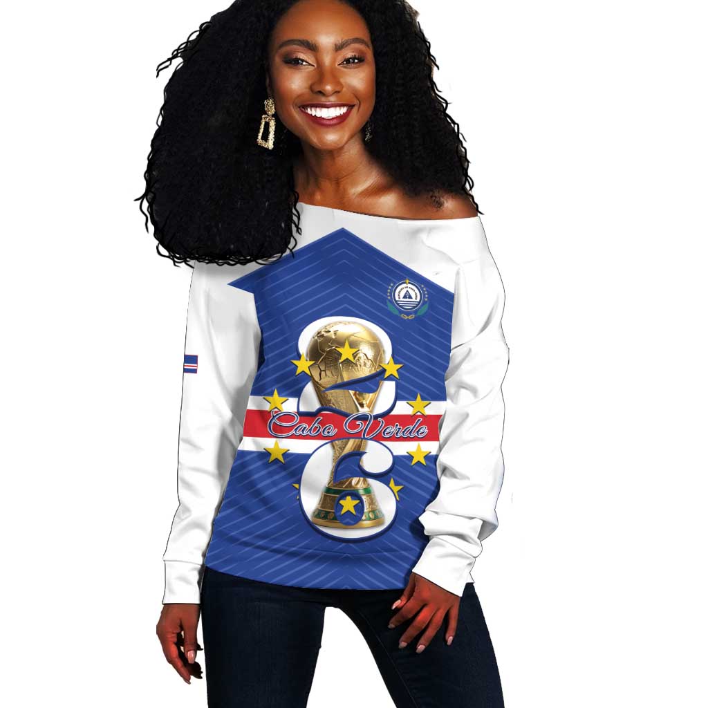 Personalized Afro Cape Verde Football Off Shoulder Sweater 2026 Tubaroes Azuis First-ever World Cup - African Pride