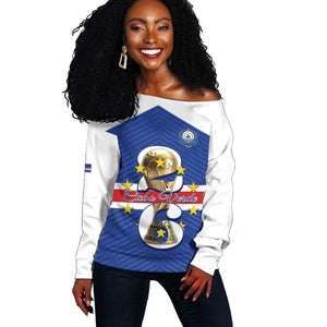 Personalized Afro Cape Verde Football Off Shoulder Sweater 2026 Tubaroes Azuis First-ever World Cup - African Pride