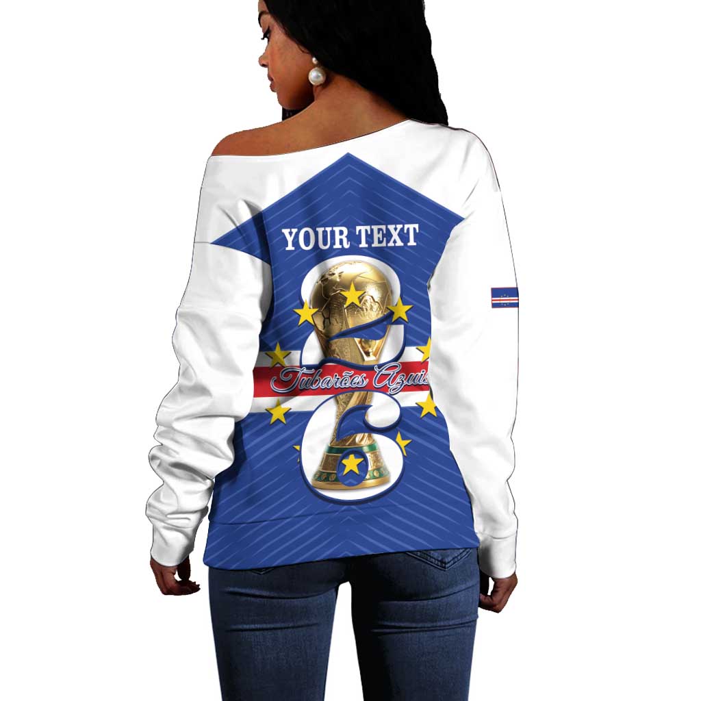 Personalized Afro Cape Verde Football Off Shoulder Sweater 2026 Tubaroes Azuis First-ever World Cup - African Pride