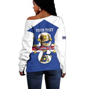 Personalized Afro Cape Verde Football Off Shoulder Sweater 2026 Tubaroes Azuis First-ever World Cup - African Pride
