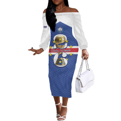 Personalized Afro Cape Verde Football Off The Shoulder Long Sleeve Dress 2026 Tubaroes Azuis First-ever World Cup - African Pride