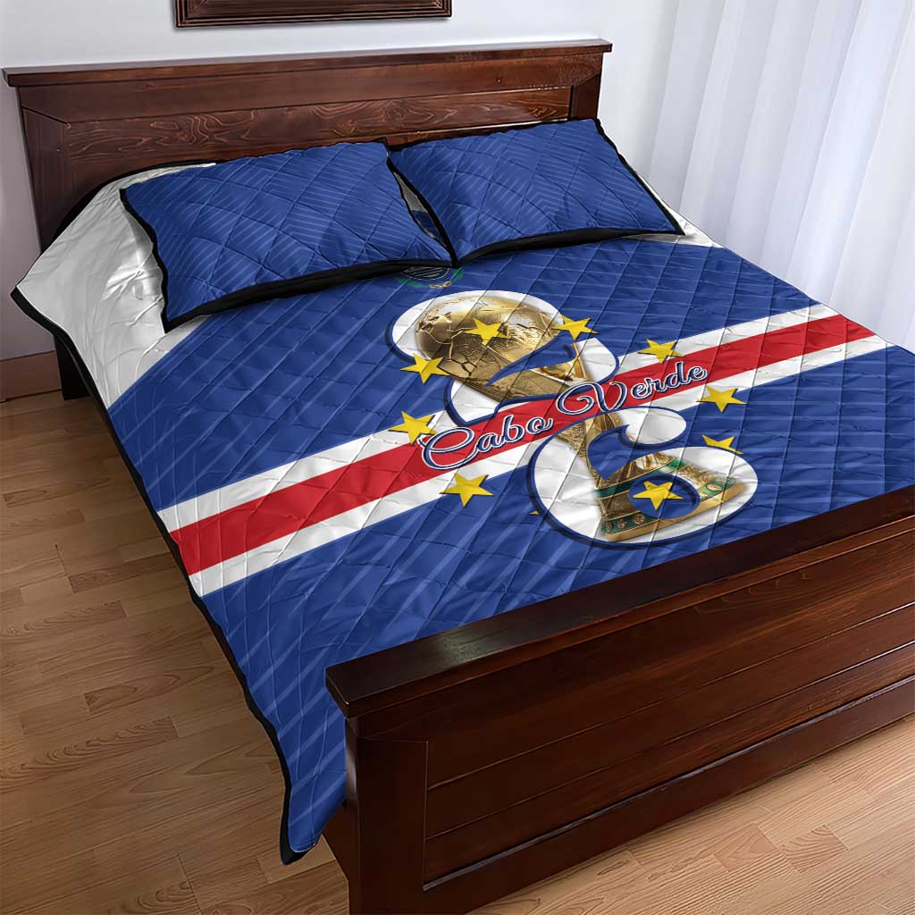 Afro Cape Verde Football Quilt Bed Set 2026 Tubaroes Azuis First-ever World Cup - African Pride