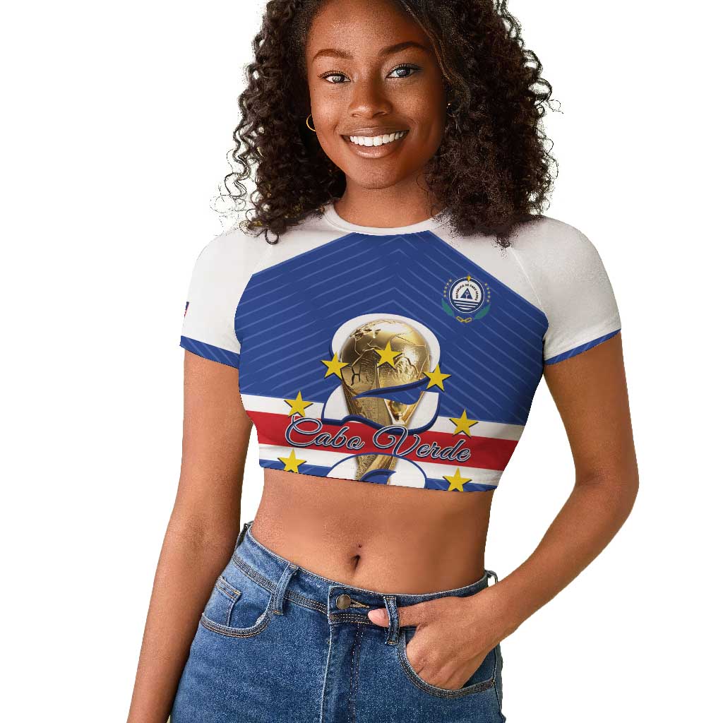 Personalized Afro Cape Verde Football Raglan Cropped T shirt 2026 Tubaroes Azuis First-ever World Cup - African Pride