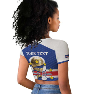 Personalized Afro Cape Verde Football Raglan Cropped T shirt 2026 Tubaroes Azuis First-ever World Cup - African Pride