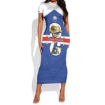 Personalized Afro Cape Verde Football Short Sleeve Bodycon Dress 2026 Tubaroes Azuis First-ever World Cup - African Pride