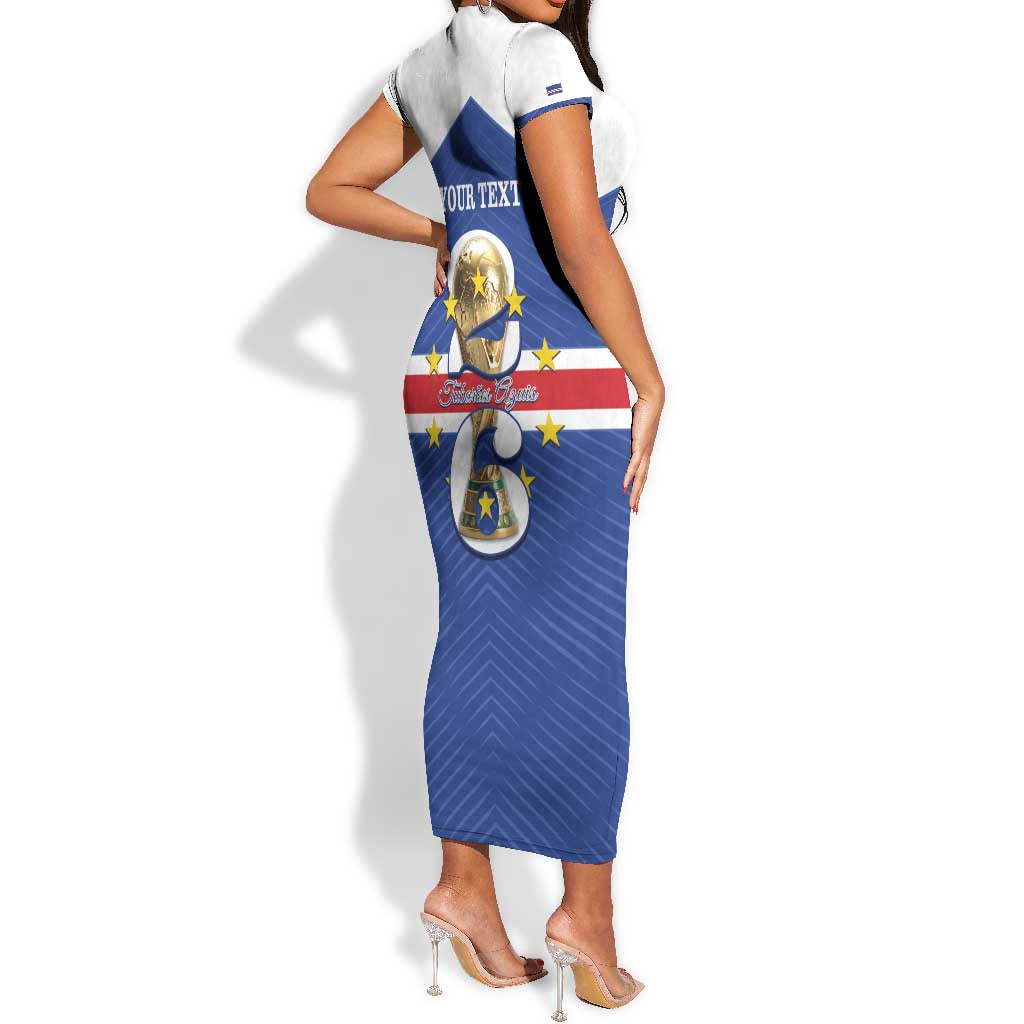 Personalized Afro Cape Verde Football Short Sleeve Bodycon Dress 2026 Tubaroes Azuis First-ever World Cup - African Pride