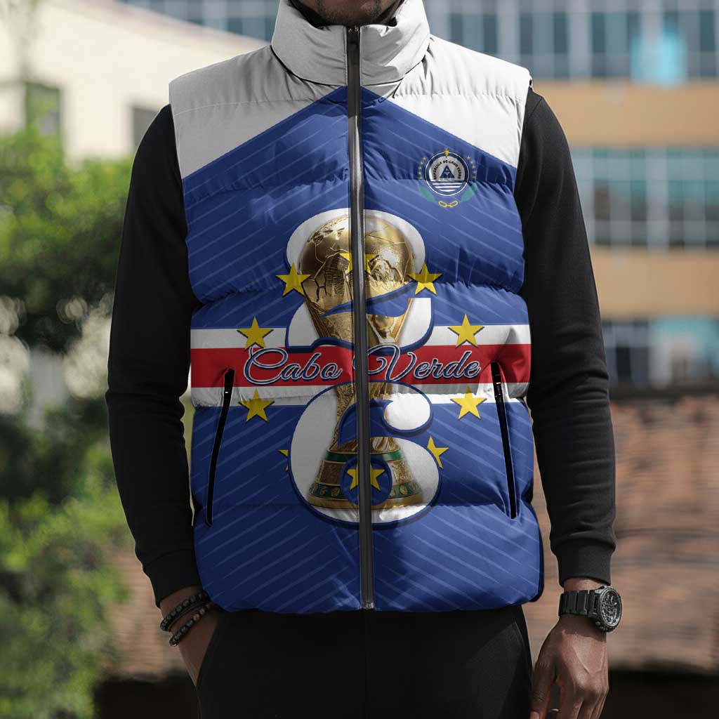 Personalized Cape Verde Football Sleeveless Puffer Jacket 2026 Tubaroes Azuis First-ever World Cup