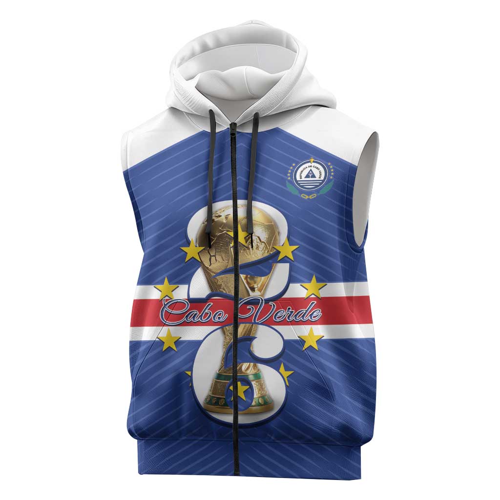 Personalized Afro Cape Verde Football Sleeveless Zip Hoodie 2026 Tubaroes Azuis First-ever World Cup - African Pride