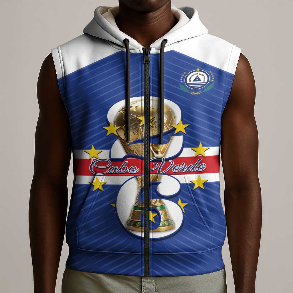 Personalized Afro Cape Verde Football Sleeveless Zip Hoodie 2026 Tubaroes Azuis First-ever World Cup - African Pride