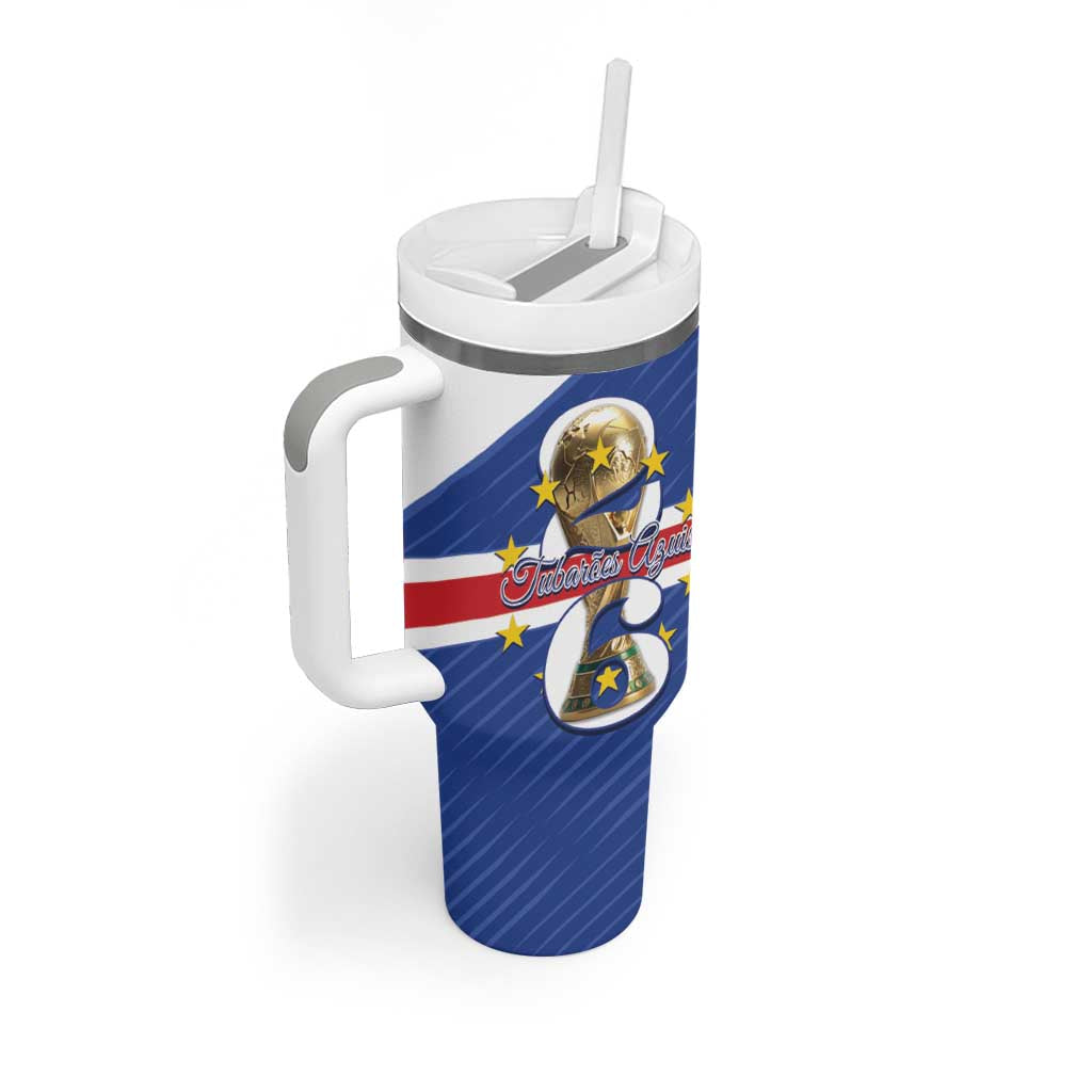 Personalized Afro Cape Verde Football Tumbler With Handle 2026 Tubaroes Azuis First-ever World Cup - African Pride