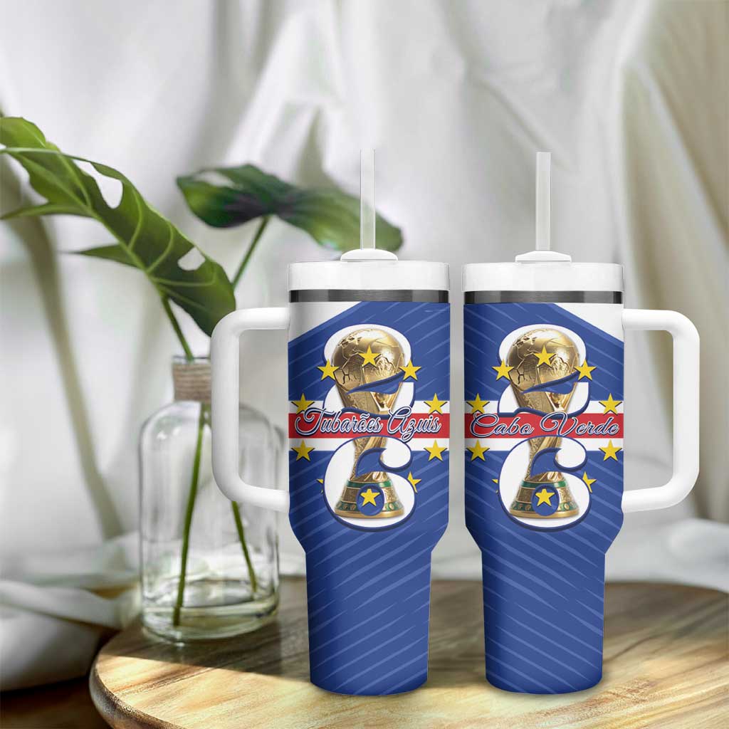 Personalized Afro Cape Verde Football Tumbler With Handle 2026 Tubaroes Azuis First-ever World Cup - African Pride